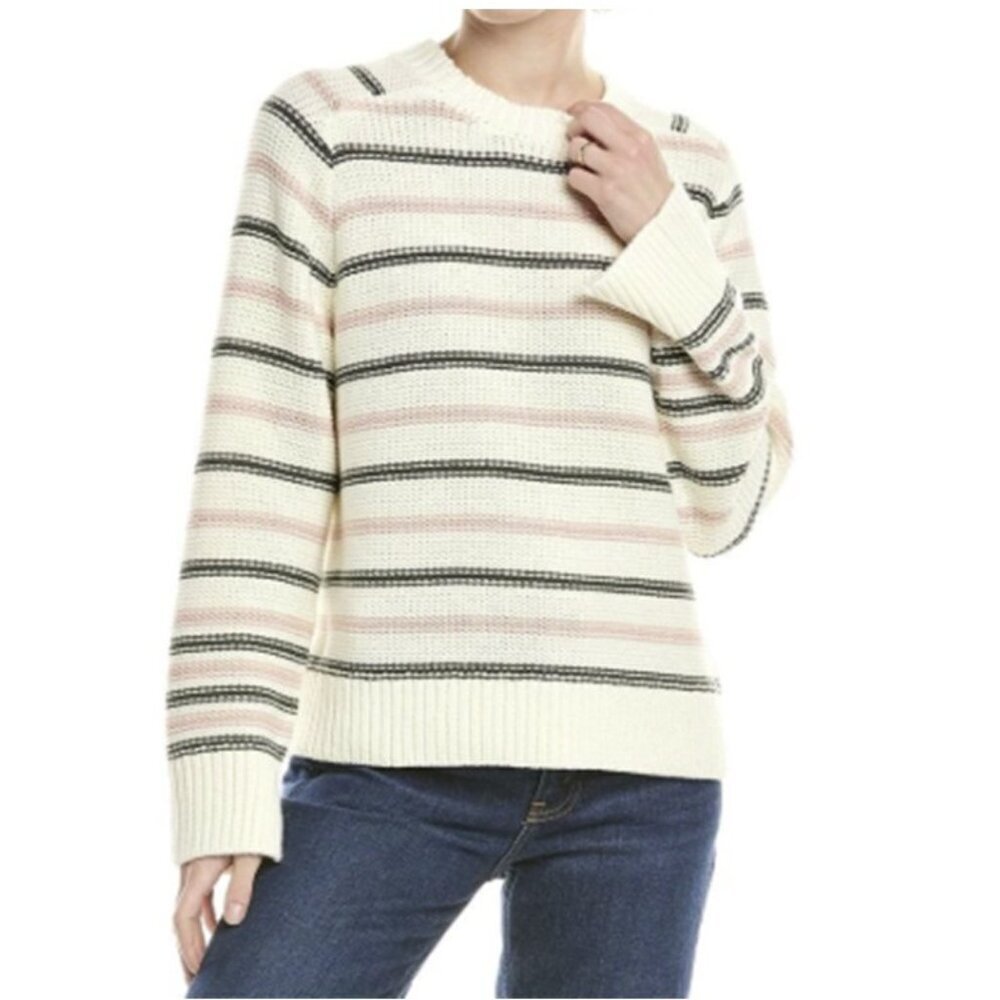 Madewell New Stripe Cotton Knit Crewneck Oversized Relaxed Long Sleeve Sweater